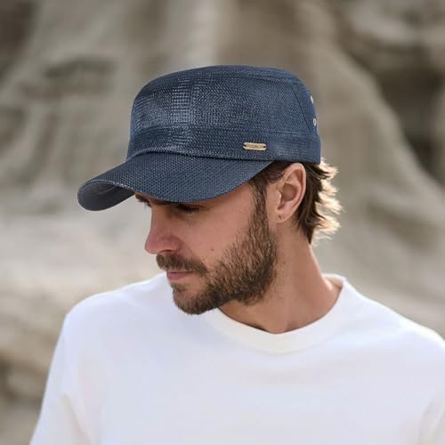 Initlove Cadet Army Cap for Men Women Military Hat Mesh Flat Top Hats for Summer - color: Navy