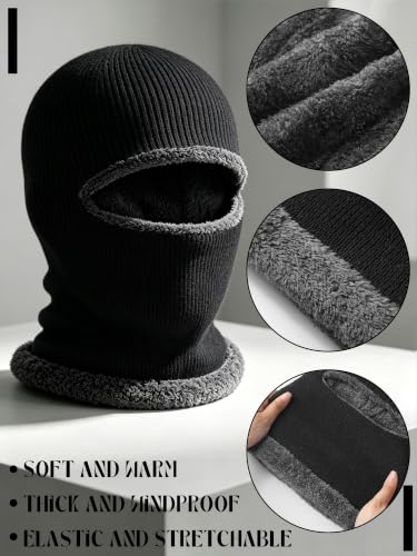 Blulu Ski Knitted Mask for Men,1 Hole - color: Black, size: Medium