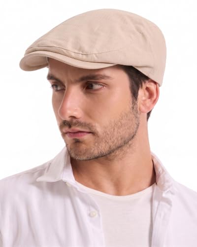 ZLYC 남성용 여름 플랫 캡 Scally Ivy Gatsby Newsboy Beret Driver Cabbie 사냥 모자 - color: 솔리드 카이키