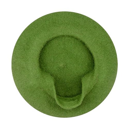 Gllutt Women Wool Beret Hat French Style Solid Color - color: Leaf Green