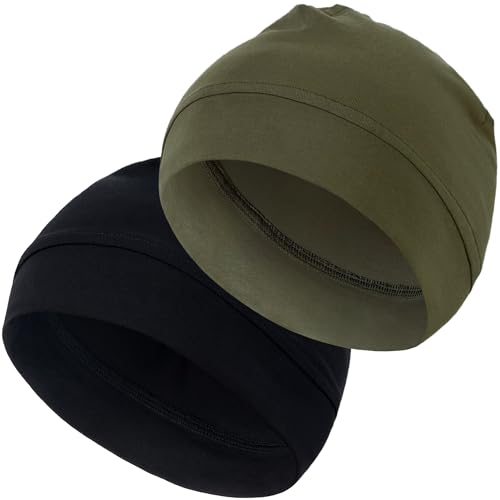 100% Cotton Skull Caps for Men Women, Sleeping Cap Beanie for Locs - color: Set D