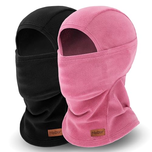 Winter Balaclava Ski Mask for Men Women - Windproof Thermal Face Mask for Snowboard Cycling Running for Cold Weather - color: Black/Rose Pink