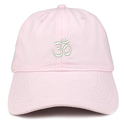 Trendy Apparel Shop Om Symbol Hinduism Embroidered Unstructured Cotton Dad Hat - color: Light Pink