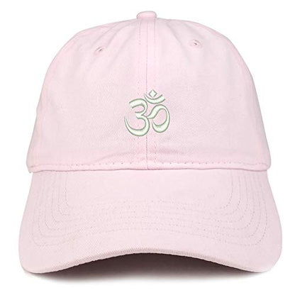 Trendy Apparel Shop Om Symbol Hinduism Embroidered Unstructured Cotton Dad Hat - color: Light Pink