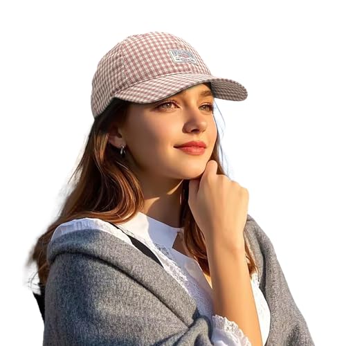 Clakllie Plaid Baseball Cap for Women Men Adjustable Golf Dad Hat Unstructured Trucker Ball Caps Summer Vintage Plaid Hats - color: Cdus-bssc2404-pink