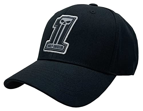 Harley-Davidson Men's Dark Custom Curved Bill Stretch Fit Baseball Cap - Black - size: Large