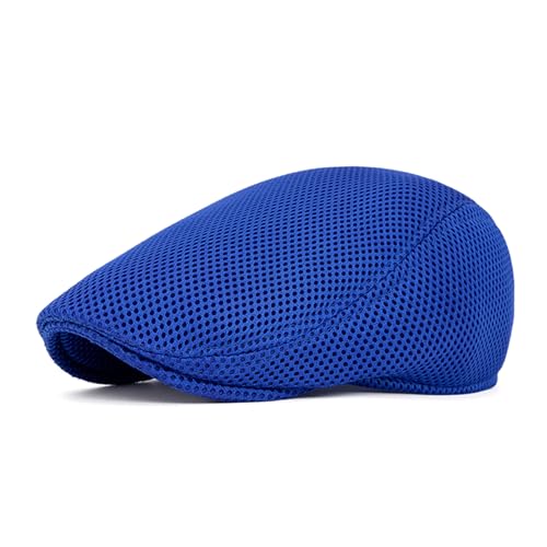 meioro Men's Mesh Flat Cap Summer Breathable Newsboy Hats Beret Ivy Cap Gatsby Irish Cabbie Driving Hat Full Head Wrap - color: Royal Blue