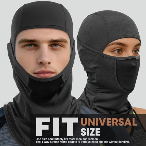 WTACTFUL Breathable Balaclava Face Mask Men, Summer UPF 50+ Sun Protection - color: Black+black