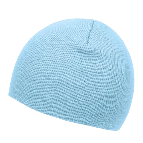 TOP HEADWEAR Cuffless Beanie for Men Women, Unisex Short Beanies Skull Cap - color: Light Blue