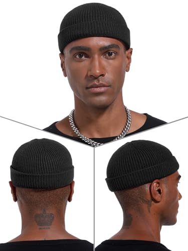 vidsel Thin Wool Fisherman Beanie Hat for Men Women Fall Winter Fashion Cap - color: 1-black