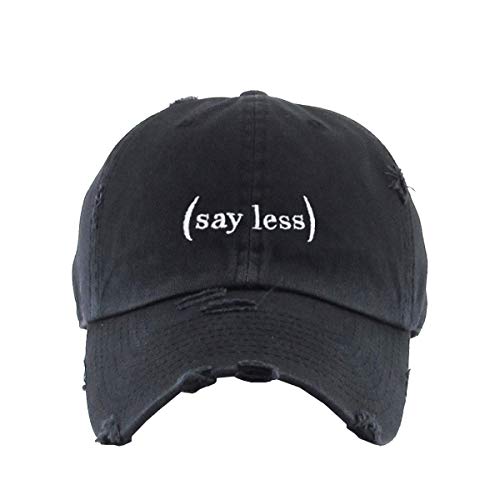 Say Less Do More Vintage Baseball Cap Embroidered Cotton Adjustable Distressed Dad Hat - color: Brush Black