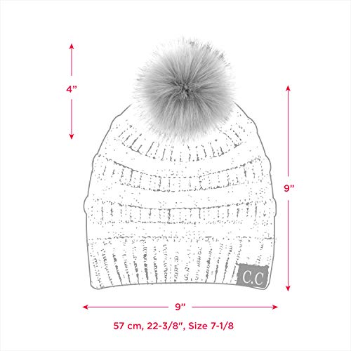 C.C Hatsandscarf Exclusives Unisex Solid Ribbed Beanie with Pom (HAT-43) - color: A Mustard-tilted Stitch