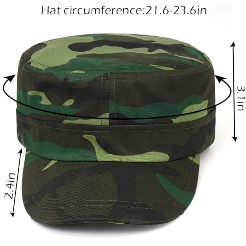 Unisex Cadet Army Cap Adjustable Flat Top Cap Washed Cotton Military Hat Baseball Cap - color: Camo B