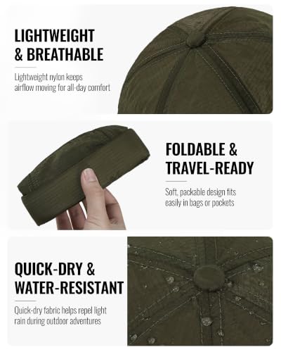 CLAPE Lightweight Breathable Brimless Cap Street Casual Versatile Summer Quick Dry Docker Cap No Brim Sailor Cap Leon Cap - color: Dcx2601-olivebrown