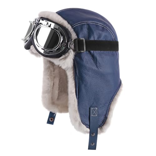 Lifup Trapper Hat for Men Aviator Hat with Goggles Hunting Cap - color: Blue