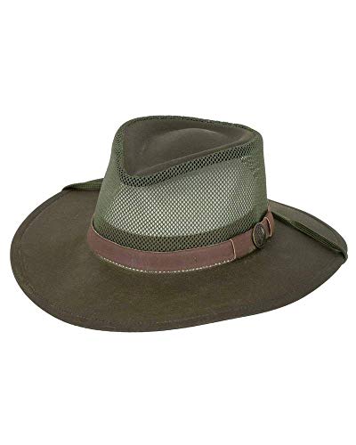 Outback Trading Company Unisex 1472 Kodiak with Mesh Sun-Protective Waterproof Breathable Outdoor Cotton Oilskin Hat - color: Sage, size: Medium