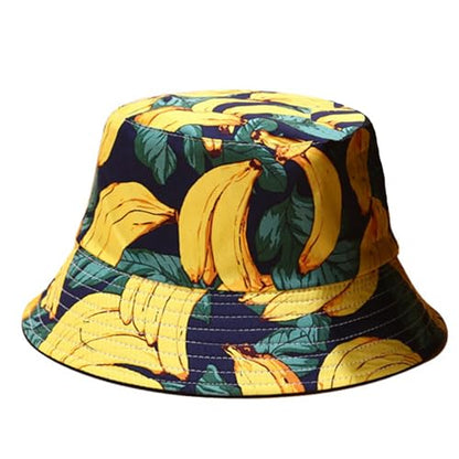 Bucket Hat for Women Men, Cotton Reversible Double Side Wear Sun Hats Beach Fisherman Hat - color: Banana Yellow