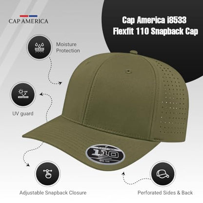 Cap America i8533 Flexfit 110 Performance 6-Panel Adjustable Snapback Cap - color: Red