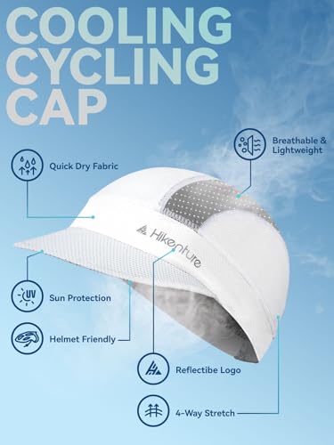 Hikenture Cycling Cap,Cooling Skull Cap Bike Hat with Sun Visor, Summer Breathable Helmet Liner Biking Cap for Men Women - color: Whitegrey