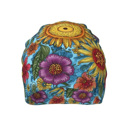 Slouchy Beanie Hat Skull Cap Chemo Headwear Baggy Hats for Men Women Running Cycling - color: Mexican Flower