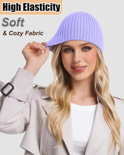 ROYBENS Wool Beanie for Men Women, Seamless Knit Warm Winter Hat Skull Caps - color: 1pcs-light Purple