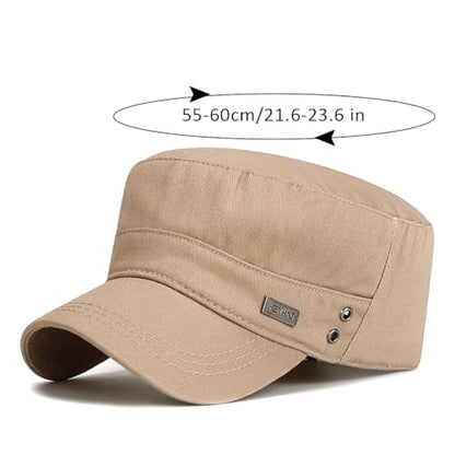 Cadet Hat Flat Top Hats Army Military Caps for Men Women - color: Beige