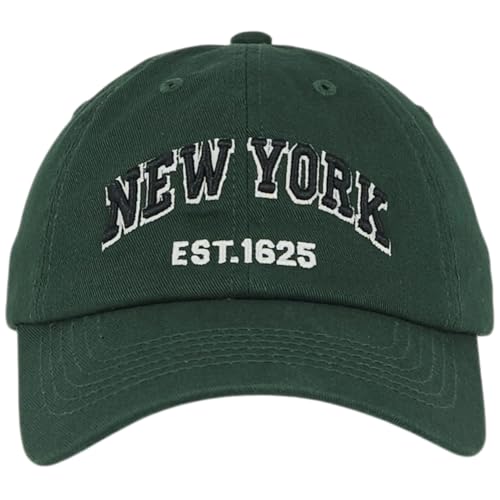 E BY ELIDAN NY Dad Hat, New York EST.1625 Cotton Baseball Cap Women & Men - color: Dark Green