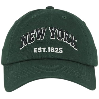 E BY ELIDAN NY Dad Hat, New York EST.1625 Cotton Baseball Cap Women & Men - color: Dark Green