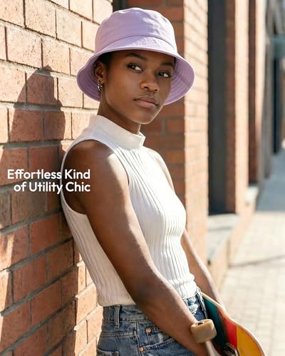 HONGTEYA Bucket Sun Hats for Woman Men Cotton Summer Beach Hat Golf Fishing - color: Lilac, size: Medium