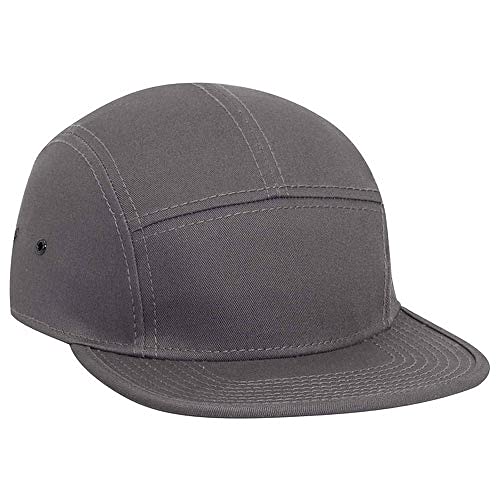 Ashen Fane 5 Panel Superior Cotton Twill Square Flat Visor Adjustable Camper Hat - color: Charcoal Gray