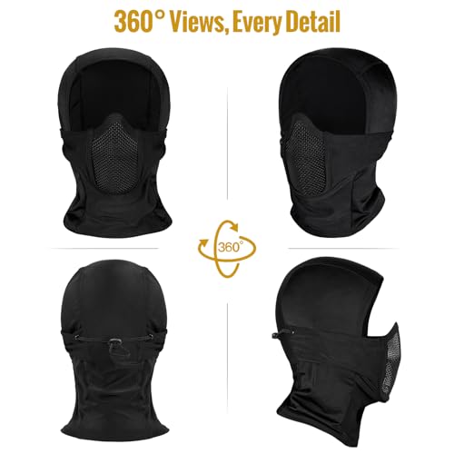 OneTigris Tactical Balaclava Mesh Mask Full Head Airsoft Face Protector - color: Black