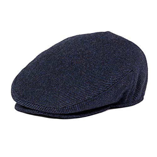 Men Wool Plaid Ivy Gatsby Newsboy Cap - color: Navy, size: 7 7/8
