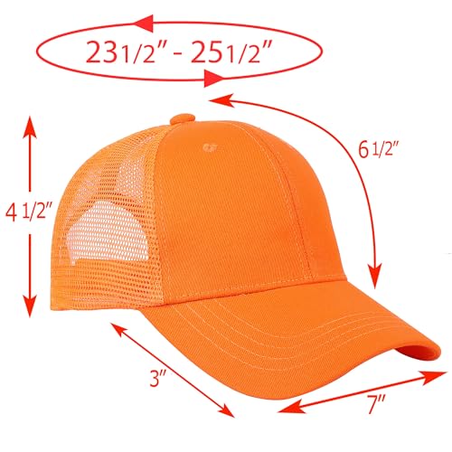 Falari Trucker Hat Baseball Cap Structured Plain Design 6 Panel, Adjustable Size - color: 1pk Orange