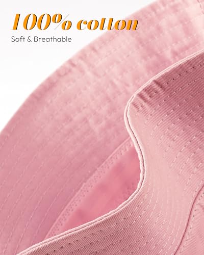 HONGTEYA Bucket Sun Hats for Woman Men Cotton Summer Beach Hat Golf Fishing - color: Pink, size: Medium