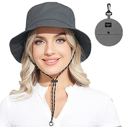 Packable Bucket Hat for Women Waterproof UV Protection Sun Hat - color: Deep Grey