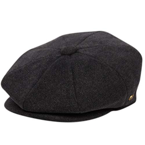 Men's Classic 8 Panel Wool Blend Newsboy Snap Brim Collection Hat - color: Gray-nsb3036, size: Large