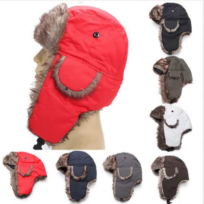 Winter Trapper Hat Unisex Russian Ushanka Trooper Aviator Hats for Women Men Snow Eskimo Hat with Ear Flaps for Cold Weather - color: White1