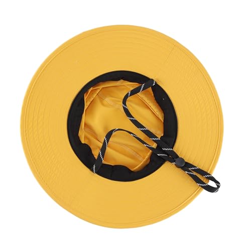 Connectyle UPF 50+ Wide Brim Sun Hat for Men Women UV Protection Bucket Hats Outdoor Breathable Safari Hat for Fishing Hiking - color: Turmeric Yellow