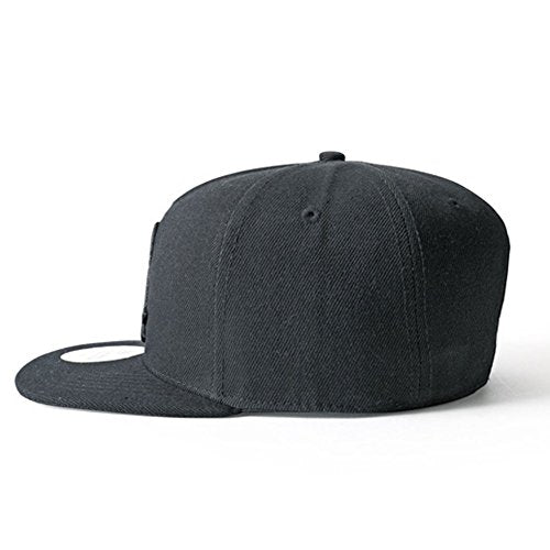 N10 Classic Punk Hip-Hop Baseball Cap,Flat-Brimmed Hat,100% Cotton Adjustable Snapback Hat for Men Or Women - color: Black