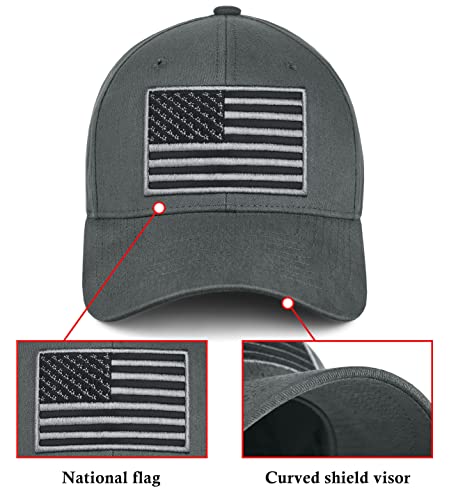 KIRAAT 3 Pack American Flag Baseball Cap Unisex,Low Profile USA Plain Dad Hat for Men＆Women - color: Black＆grey＆green