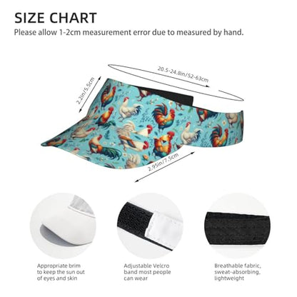 Unisex Adjustable Sports Sun Visor - color: Floral Chicken Rooster