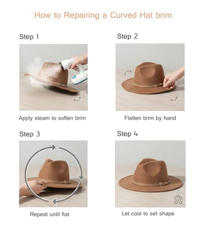 Lisianthus Women Classic Felt Fedora Wide Brim Hat with Belt Buckle - color: Khaki
