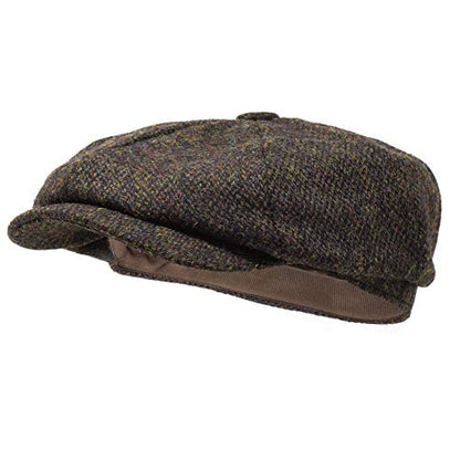 Lomond Newsboy Cap - 100% Handwoven Wool - Harris Tweed - Water Resistant - color: Coffee, size: Medium