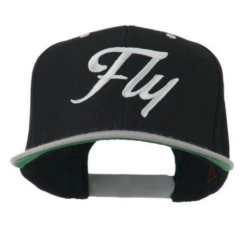 e4Hats.com Fly Embroidered Flat Bill Cap - color: Black Silver