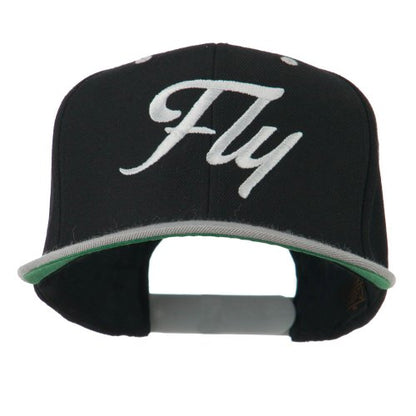 e4Hats.com Fly Embroidered Flat Bill Cap - color: Black Silver
