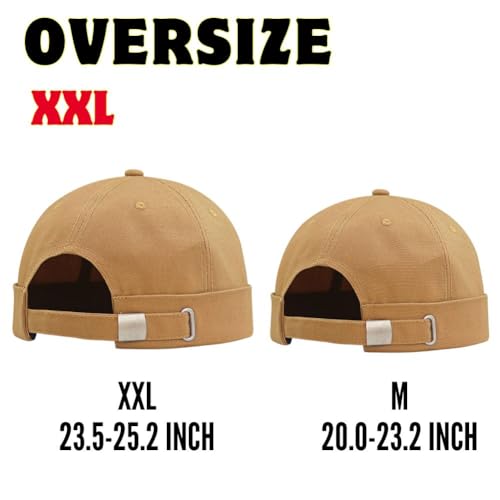 Docker Cap XXL Brimless Hat Oversize Retro No Brim Hats Plus Size Snapback Beanie - color: Khaki