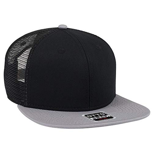 OTTO SNAP Hawaiian Pattern Square Flat Visor 6 Panel Pro Style Snapback Hat - color: Gry/Blk/Blk