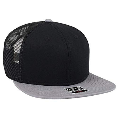 OTTO SNAP Hawaiian Pattern Square Flat Visor 6 Panel Pro Style Snapback Hat - color: Gry/Blk/Blk