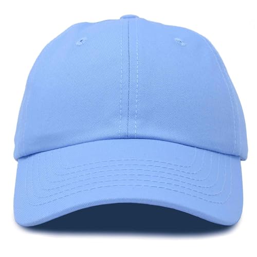 DALIX Baseball Cap Dad Hat Plain Men Women Cotton Adjustable Blank Unstructured Soft - color: Light Blue