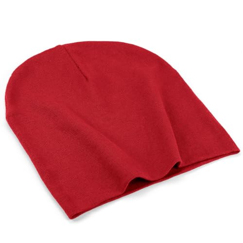 ROYBENS Thin 100% Cotton Beanie for Men Women Lightweight Slouchy Chemo Hat - color: 1pcs-red